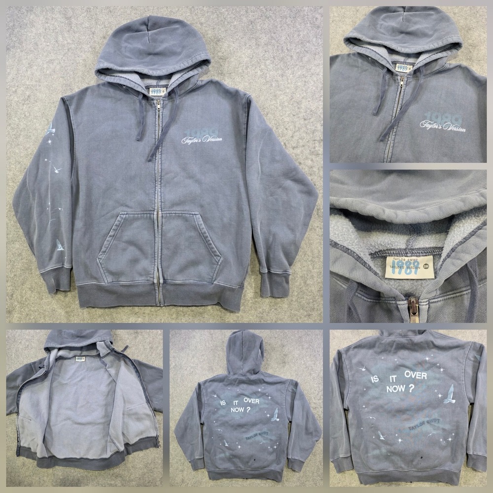 Taylor Swift 1989 Taylor's Version Hoodie Womens Small Gray Full Zip Fleece